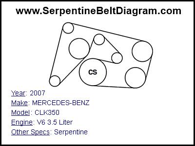 » 2007 MERCEDES-BENZ CLK350 Serpentine Belt Diagram for V6 3.5 Liter